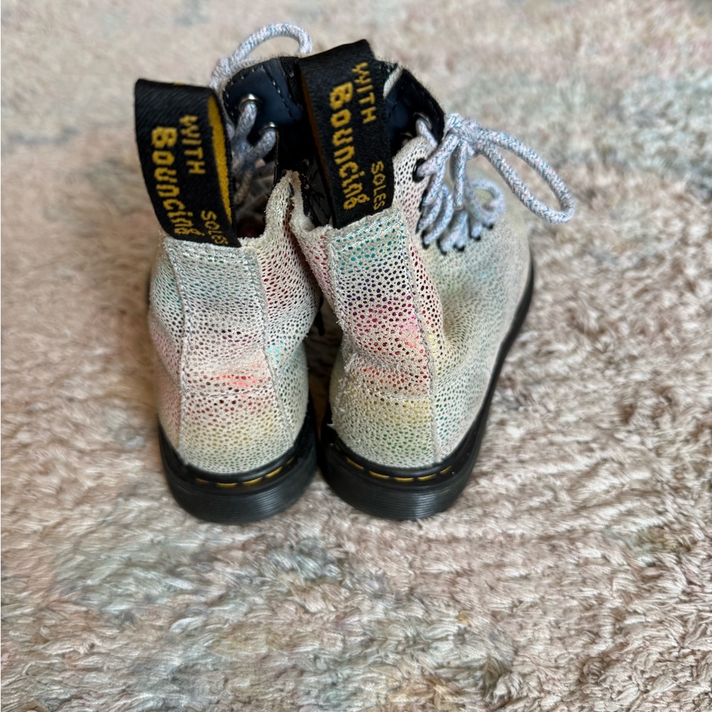 Dr. Martens Kids Boots in Iridescent White - Picture 2 of 5